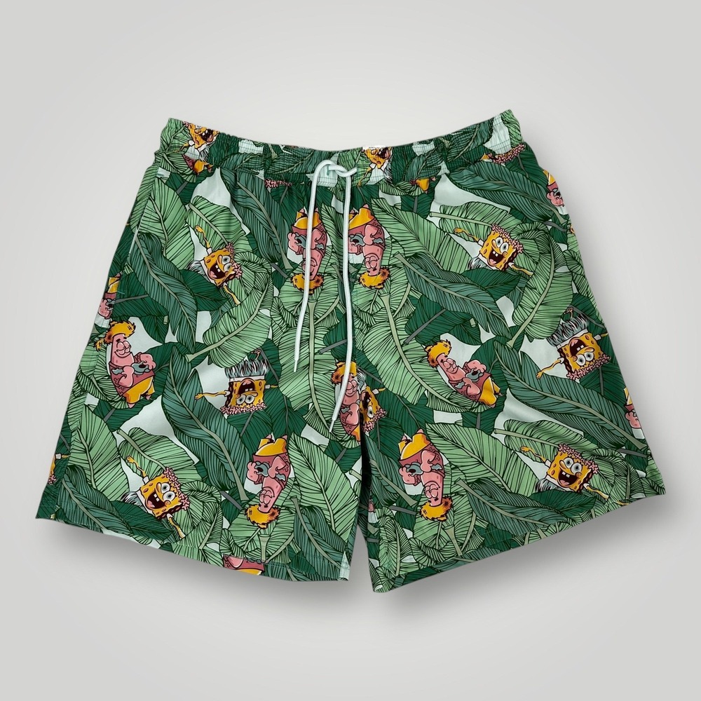 SpongeBob SquarePants Nickelodeon Shorts Mens 3XL Mint Swim Trunks Tropical